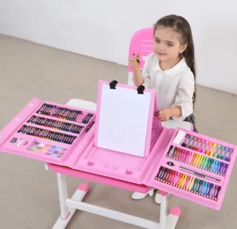 Kit de pintura y dibujo XXL con maletín de transporte rosa - 208 piezas -  Shopmami